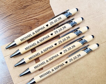 Personalized Wedding Favor Pen, Guest Favor, Bulk Custom Pens, Promotional Pens,Custom Engraved Bamboo Ballpoint Pen, Gifts for company