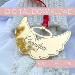 Digital Download Angel Wings Memorial Ornament Laser cutter Acrylic Death Ornament SVG file Angel Wing Ornament Glowforge Cut File