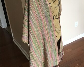 Shawl Handwoven in Spring Flower Tones