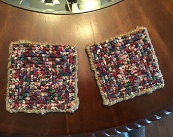Mug rugs/coasters set of 2 locker hooked