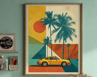 Retro Porsche 911 Print: Palm Springs Mid-Century Modern Art (Digital Download)