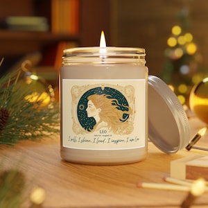 Duftkerze Löwe Sternzeichen Löwe - Geschenk für den mutigen und strahlenden Löwen - natürliches Sojawachs | Astrologie Geschenk für Löwe | Horoskop Home Decor