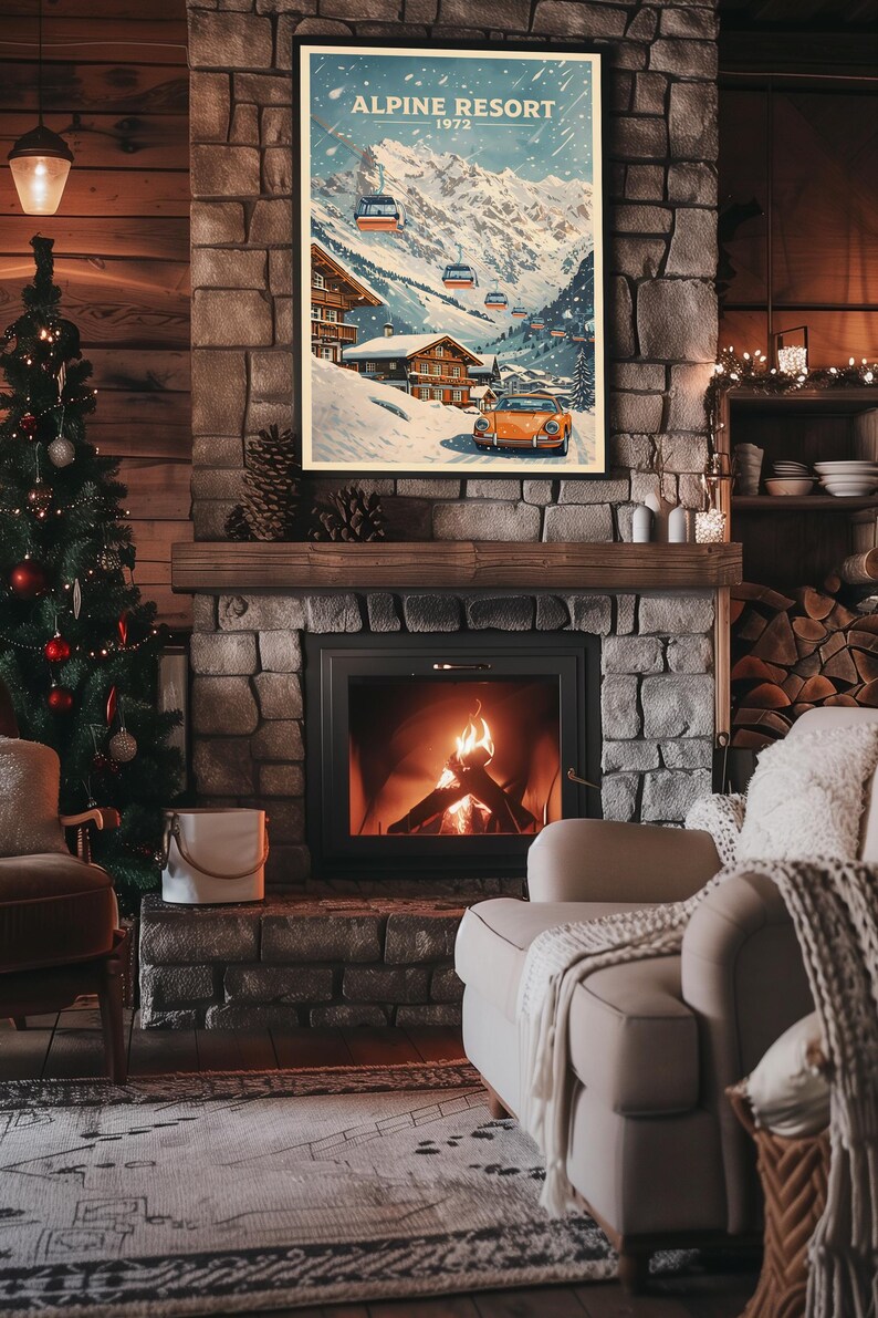 Vintage Ski Resort Poster, Porsche, Gondola, Mid-century Modern - Etsy