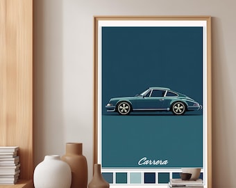 Mexico Blue Porsche 911 Carrera Print – Classic Car Poster (Digital Download)