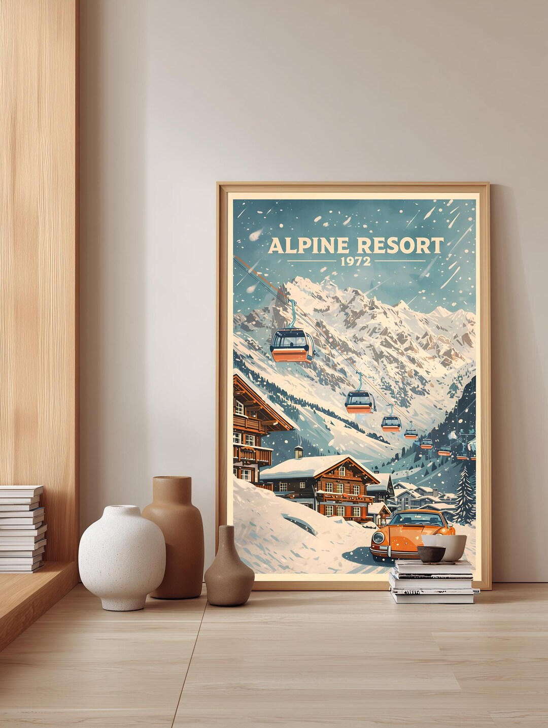 Vintage Ski Resort Poster, Porsche, Gondola, Mid-century Modern - Etsy
