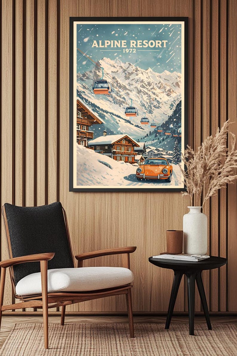 Vintage Ski Resort Poster, Porsche, Gondola, Mid-century Modern - Etsy