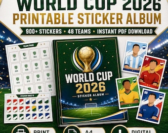 Paquete de pegatinas imprimibles del Mundial 2026 / Más de 900 pegatinas, 48 selecciones (Descarga en PDF)