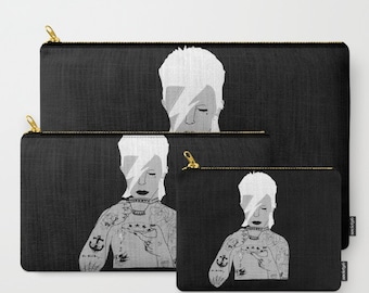 David Bowie Purse, make-up, ipad, Case, carry all pouch