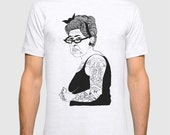 Tattoo Lady UNISEX T-shirt hand printed by Emilythepemily.