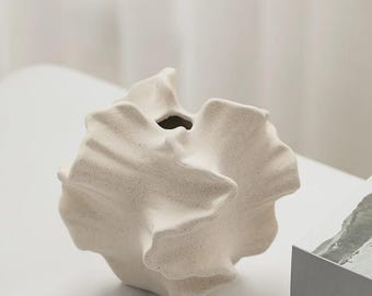 Vase sculptural nordique en céramique, décoration d'intérieur scandinave