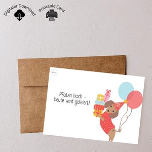 Geburtstagskarte zum Ausdrucken | A6 Printable mit Tiermotiv Hund | PDF & PNG zum Sofort-Download | Glückwunschkarte I Birthday Card