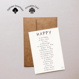 Happy Everything-kaart I Wenskaart voor elke gelegenheid I Alles-in-één I Afdrukbaar | A6 afdrukbaar | PDF & PNG voor directe download
