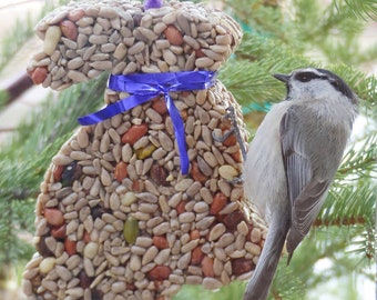 Bunny Rabbit Birdseed Feeder Ornament with hanger Wreath - Boxed - Ships Free!