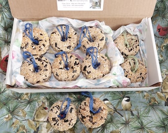 Mini Birdseed Wreath Feeders: Gift Boxed Ornaments, Set of 16