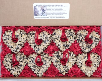 Hearts Mini Birdseed Feeders - 8 Boxed Ornaments -  I pay shipping!