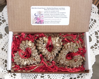 Hearts - Mini Bird Seed Feeders Ornaments -  Set of 3 Boxed - I pay shipping!