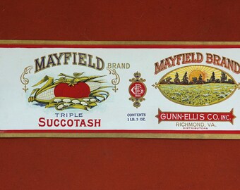 Lot of 33 vintage variety vegetable can labels gorgeous graphics Mayfield, Pony Boy, Defy the World, etc