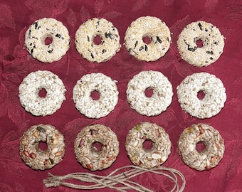 Mini Birdseed Wreaths: Sunflower & Millet Donuts, bulk/wholesale set of 12