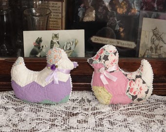 Antique Grandmother's Flower Garden Quilt Chicks Ducks Sachet Ornaments bowl fillers, organic lavender, ships free!