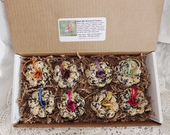 Flowers Mini Birdseed Feeders - 8 Boxed Ornaments - Options - Ships Free!