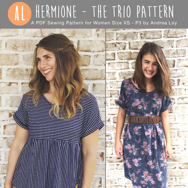 The Hermione Pattern, a sewing pattern for women, top, tunic, dress, easy knit sewing pattern