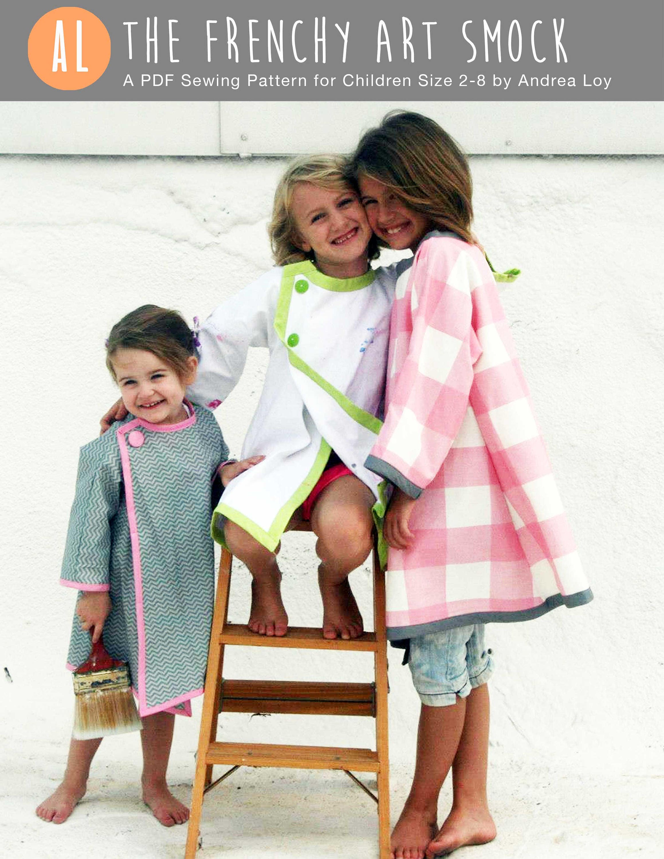 FLOWER APRON SMOCK Sewing Pattern Pdf , Raglan Sleeves, Children Painting  Overall, School Apron, Toddler Size 12 18 M 1 2 3 4 5 6 Yrs 