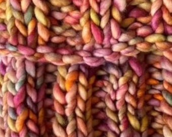 Bufanda de punto grueso de lana merino Malabrigo Rasta, estilo tubo, de lana merino premium, tejida a mano, con hojas danzantes.