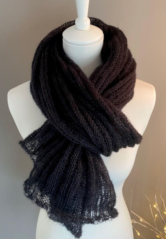 étole femme laine des pyrénées laine noire