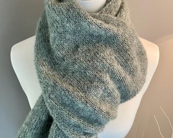 Schal Alpaka Seide - Kuschelweich & wärmend, in 42 Farben erhältlich, Salbeigrün  40* 180 cm, handgefertigt