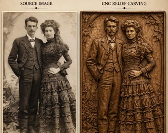 Custom Photo Wood Relief Portrait, Personalized Family Portrait, CNC Carved Wooden Wall Art, Custom Couple Gift, Memorial Photo Relief