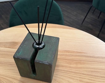 Difusor de Varetas Japandi – Aroma de Carvalho Natural e Vidro | Aroma Sustentável para Casa | Presente para Ela | Opção de Montagem na Parede | Decoração Artesanal