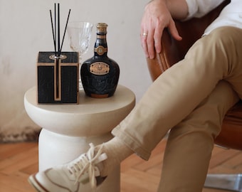 Diffuser with Leather Detail – Handmade Oak Aroma Decor | Rustic Luxe Scent Gift | Unique Home Fragrance Piece