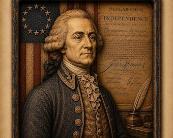 John Hancock Wooden Wall Art, Declaration of Independence Signer, Founding Father, CNC Carved Wood Relief, Patriotic American History Gift