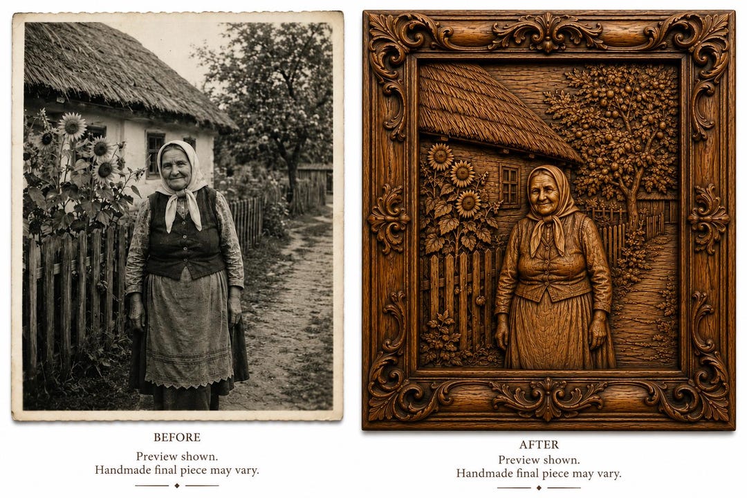 Custom 3D Wood Memory Portrait From Old Photo, Personalized Bas Relief ...
