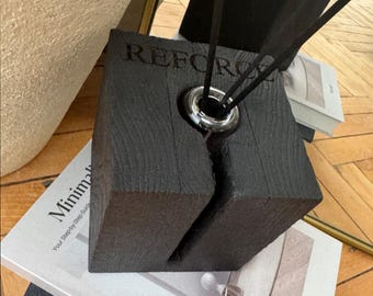 Difusor de Palheta de Carvalho Queimado – Decoração de Aromas Japandi Feita à Mão | Presente com Aroma Natural | Cubo Minimalista de Parede | Opção de Marca Personalizada
