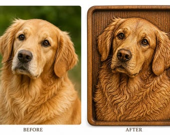 Retrato personalizado de cachorro em 3D a partir de foto, memorial de madeira personalizado para animais de estimação, arte de parede esculpida em CNC, placa de madeira de carvalho e cerejeira, presente para amantes de animais de estimação