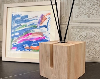 Difusor de palheta de carvalho artesanal com aromas naturais | Cubo de aroma moderno para presentear em casa | Decoração minimalista em madeira para quarto, escritório e hall de entrada