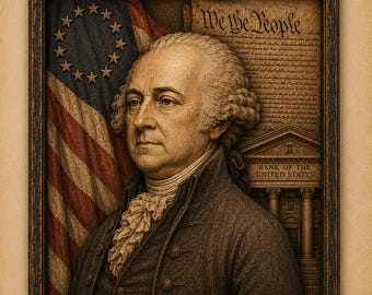 John Adams Wooden Wall Art, 2nd President of the United States, Founding Father, CNC Carved Wood Relief, Patriotic American Gift