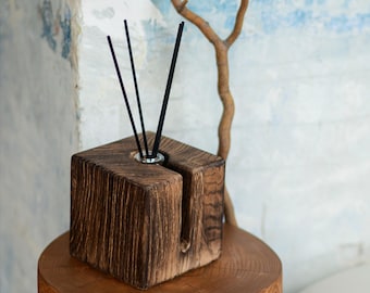Textured Oak Reed Diffuser – Handmade Scented Decor Gift | Natural Aromatherapy Cube | Wall-Mount Option | Housewarming or Birthday Present