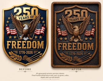 America 250 Years of Freedom Wooden Relief | USA 1776–2026 Anniversary Plaque | Patriotic Eagle Wall Art | Hand-Carved American Gift