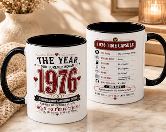 Personalized 1976 Anniversary Mug | 50th Wedding Anniversary Gift | Married in 1976 Milestone Coffee Cup | Any Year Time Capsule Gift Mug