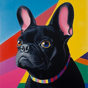 French Bulldog Wall Art – Colorful Modern Dog Portrait Printable, Bold Pop Art Style, Digital Download for Pet Lovers