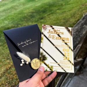 Gold Foil Acrylic Wedding Invitation: Black Envelope