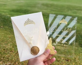 Personalized Acrylic Quinceañera Invitation: Elegant 15th Birthday Invite