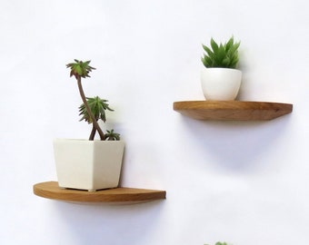 Set of 2 solid cherry floating shelves