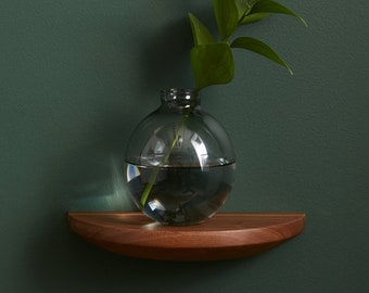 Half round walnut shelf - floating wood shelf