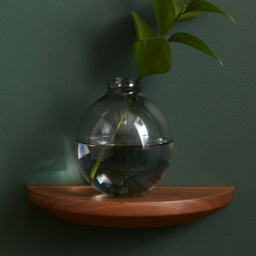 Half Round Walnut Shelf Floating Wood Shelf Etsy