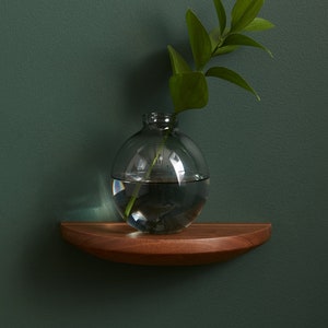 Half round walnut shelf - floating wood shelf