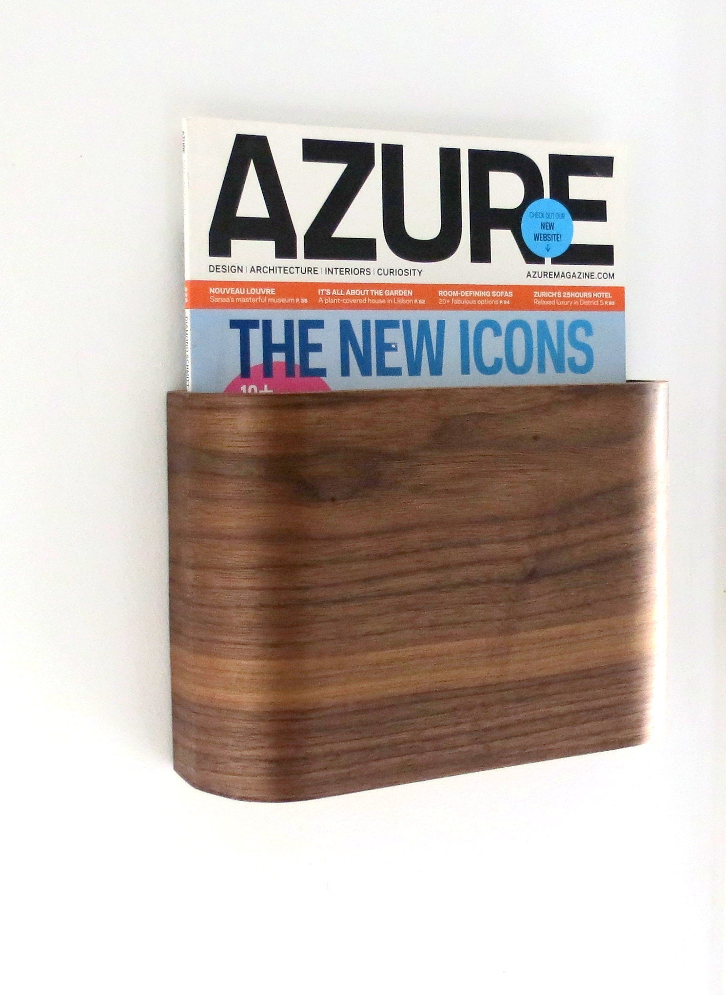 Set of 2 Magazine Racks - Walnut Veneer - Wall Hung - 10