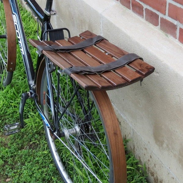 Eliptical wooden bike basket